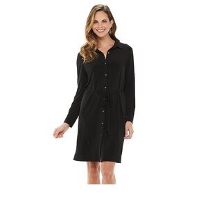 Chaps Black Long Sleeve Dress